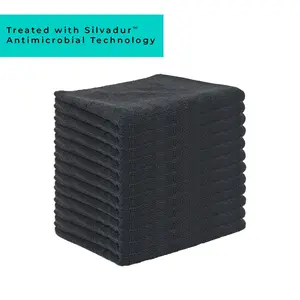 Bleach-Safe Microfiber Salon Towels with Silvadur™ Antimicrobial Treatment, 16x27, Black, Buy a 12-Pack or a Bulk Case of 192
