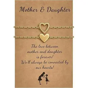 Serelune Jewelry B Mother Daughter Bracelets Gold Heart Bracelet To My Daughter Forever Connected Bracelet Birthday Jewelry Gifts for Women