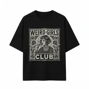 Weird Girls Club Shirt . Whimsy Goth Graphic Tee · RetroAlt Girl T-Shirt · Weirdcore Witch Aesthetic Clothing,Black-Hoodie-front Black-Sweatshirt-front, More ColorOptions (Coffee, Red, Green, Blue, Purple) Casual RoundNeck Unisex
