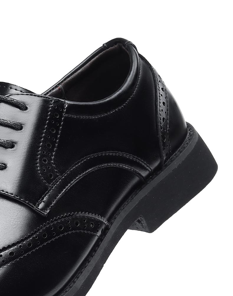 Men's Classic Brogue Wingtip Oxford Dress Shoes, Formal Leather Lace-Up Shoes6661