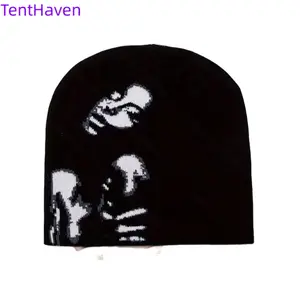 2026 Fashion Printed Knitted Hat with Human Shaped Pattern Knitted Hat for Warmth and Cold Protection, Suitable for Men and Women, Cold Hat Stacking Hat