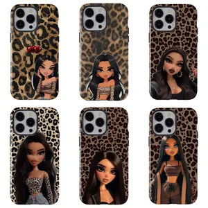 B-bratz-style leopard print phone case, a fashionable and wild protective cover with anti-drop features for iPhone 16/15/14/13/12/11/17 ProMax Plus for Samsung phones， an excellent choice for Halloween, Christmas and Thanksgiving.