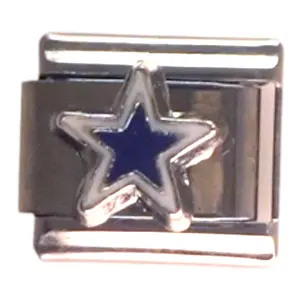 Blue Star Silver Italian Charm