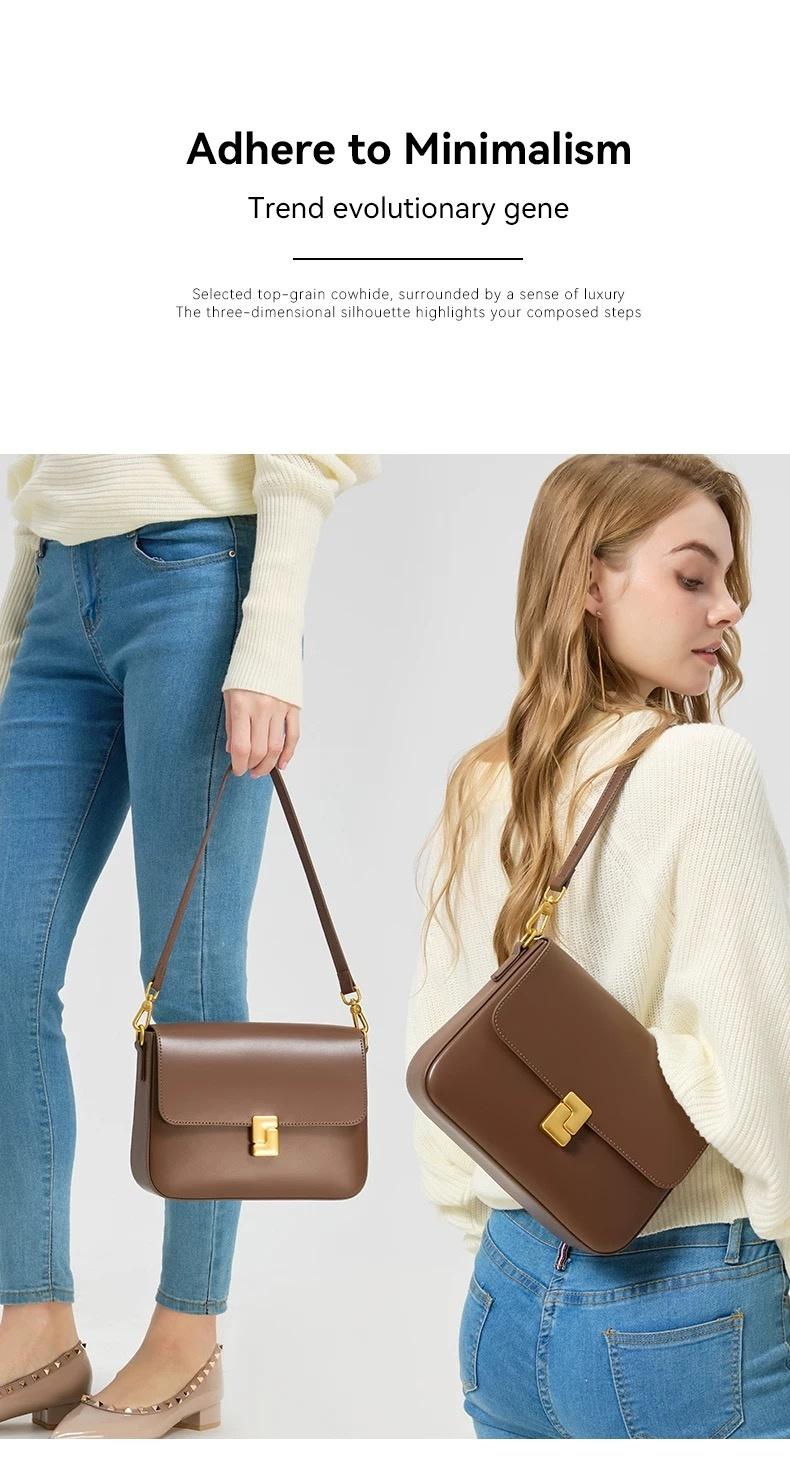 Genuine Leather Tofu Square Bag 2026 New Arrival, Women's Vintage Underarm Bag, Commute Handbag, Luxury Minimalist Shoulder & Crossbody Bag