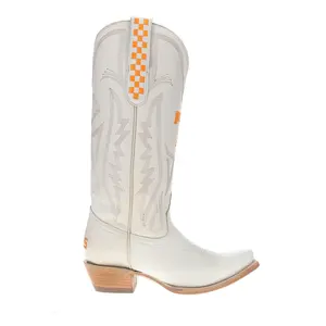 Gameday Boots Womens University Of Tennesee Gameday Embroidered Snip Toe  Casual Boots Mid Calf Low Heel 1-2" - Off White