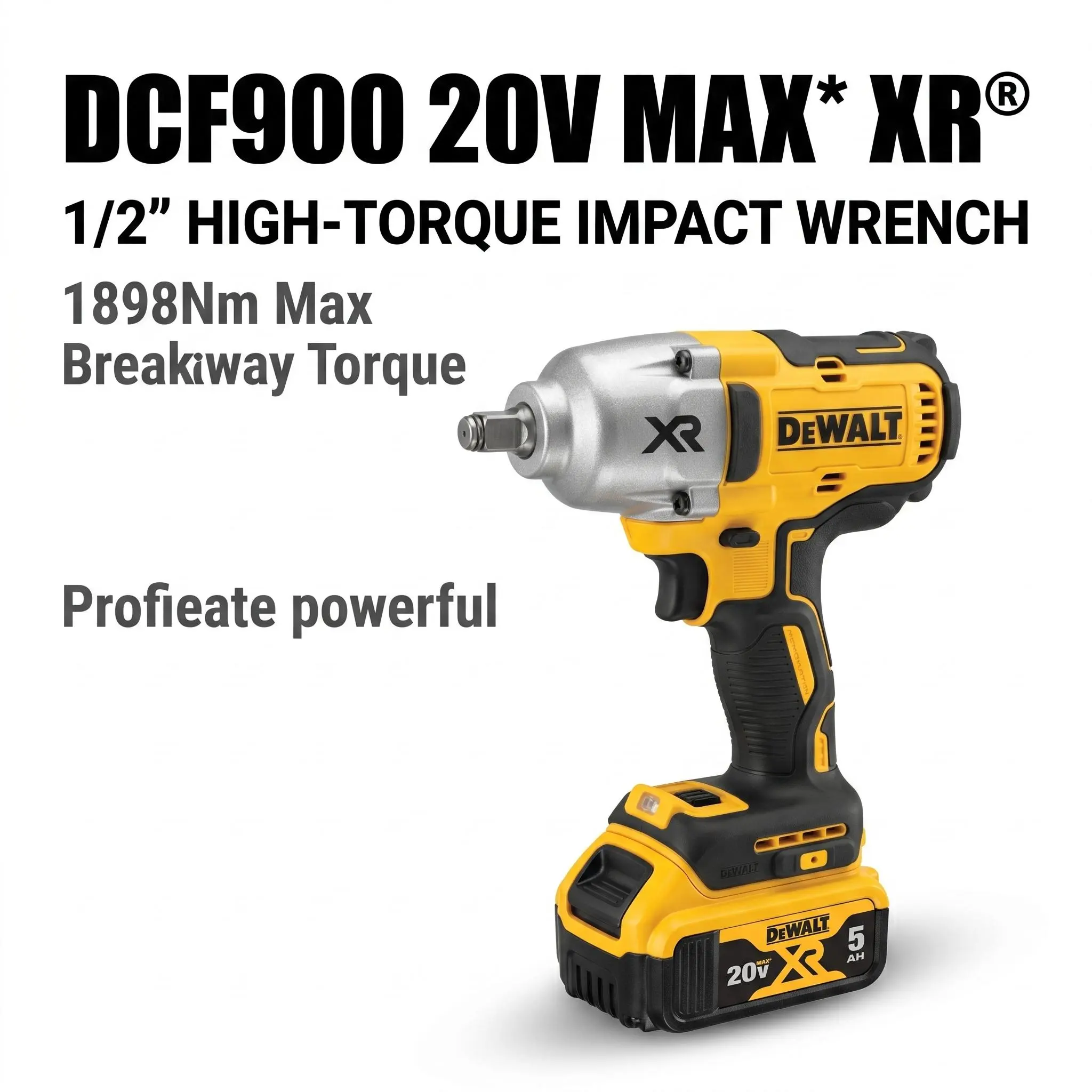 DEWALT DCF900NT 1/2″ Impact Wrench 20V | Brushless 1898Nm Compact Industrial Bolt Removal high torque job site nm m brushless impact wrench wood frame home diy project auto mechanic maximum long lifespan garage outdoor survival gear hex socket lug nut