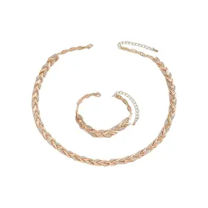 Jewelry Set Bracelet Necklace Set Luxury Jewelry – Rose Gold CZ Willow Leaf Mermaid Jewelry Set Sparkling Party Jewelry for Women