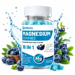 Magnesium Complex 10 Types Magnesium  16-in-1 Complex Supplement with Ashwagandha,L-Theanine for Sleep, Relax,Digest Dietary Healthcare,60 Gummies Edible Vitamin