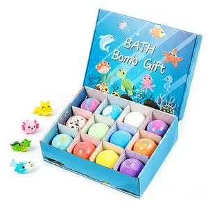 [So Big] 12 Pcs-[980g] Bath Bombs Gift Box Set, Educational Fun Toys Inside, Animal Surprises, Safe Skincare, Perfect Learning Toy, Ideal Birthday Present