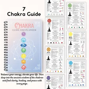 Chakra Guide and Planner Book, 7 Chakra Textbook for Beginners and Healing, Daily Chakra Journal with Meditation Tips, Crystal Grids, Affirmations, Spiral Bound Planner