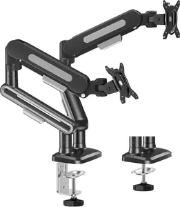 Dual  Desk , Pneumatic  Arms for 2 Monitors Max 39 Inches, Adjustable Dual Computer  Stand Each Arm Holds up to 26.5lbs, VESA  with C Clamp & Grommet Base