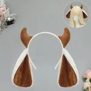 Plush faux sheep horns and ears KC headband, Lolita sweet hair accessory, female sheep cosplay, party/party/performance costume prop.