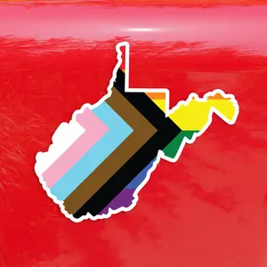 West Virginia State Shape Progress Pride Flag LGBTQ POC Transgender Flag - Vibrant Color Vinyl Decal Sticker