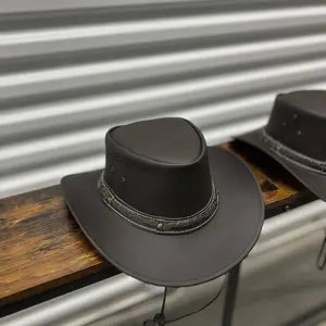 *NEW* Dark Brown - Western Leather Cowboy Hat