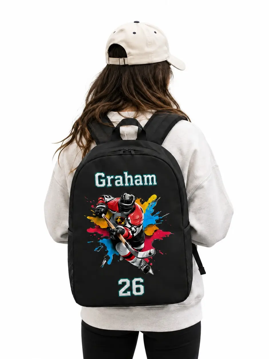 Hockey Backpack Sports School Bag Ice Hockey Fan Gift Travel
