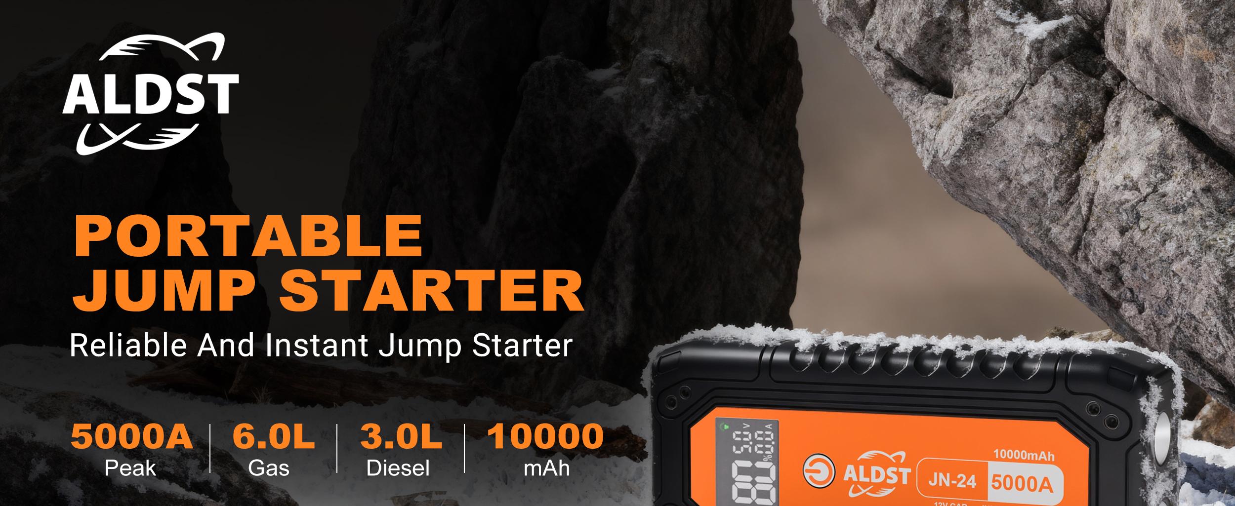 Portable Jump Starter 5000A, 12V Car Battery Booster with LED Display, 45W PD Fast Recharge, IP65 Waterproof, SOS Flashlight for Emergency,Portable High-Power Car Jump Starter