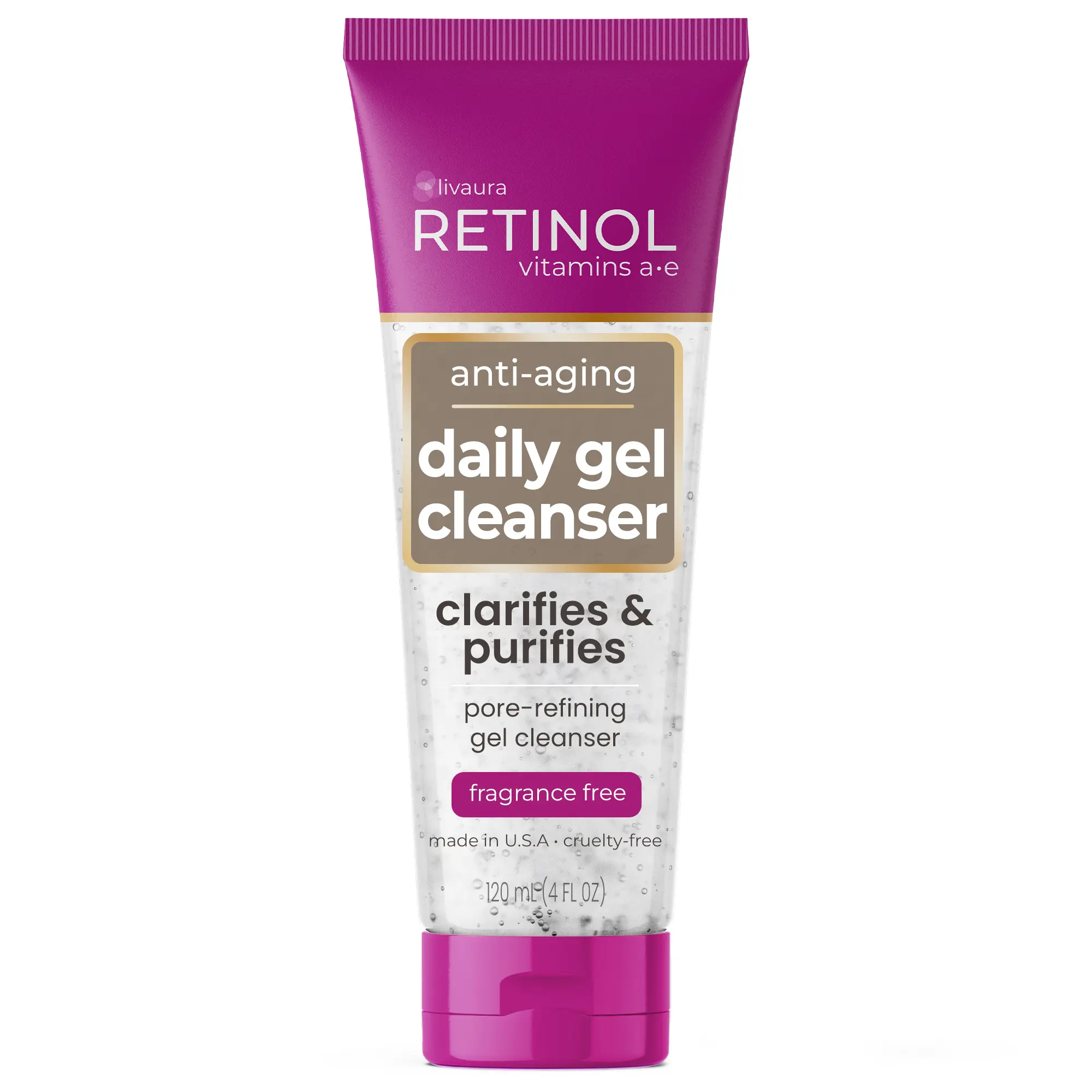 LIVAURA Retinol Anti-Aging Gel Cleanser – Gently Cleans Impurities From Pores & Exfoliates for Soft, Smooth Skin – Antioxidant-Rich Micro-Beads w/ Vitamin A & E Maximize Renewing Benefits Of Retinol  Facial Cleansing