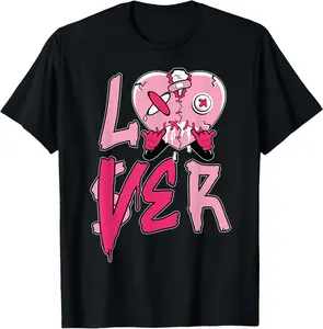 Cotton(pure) Pink Loser Lover Pink Drip Heart Matching Tee For Men Women T-Shirt