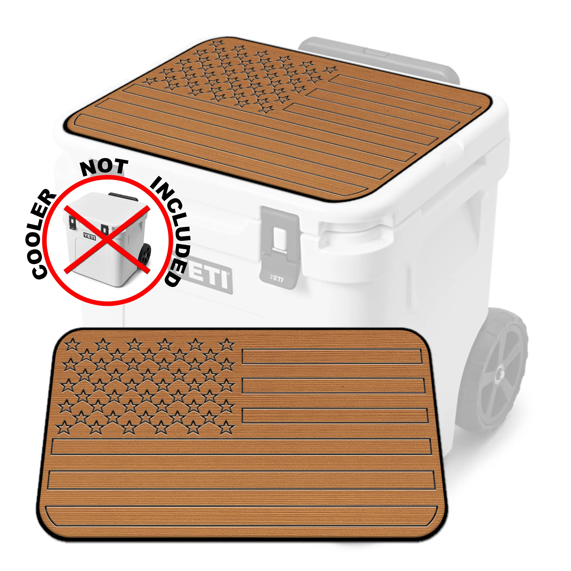 USATuff SeaDek Cooler Pad — US FLAG in Mocha/Black | FITS YETI Roadie 32 QT WHEELED Cooler (COOLER NOT INCLUDED—PAD ONLY)
