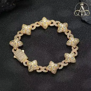 Aurelia Crest Multi Color CZ Floral Inifinity Chain Bracelet Micro Paved Out 5A+ Cubic Zircon Clover Anklet Luxury Jewelry