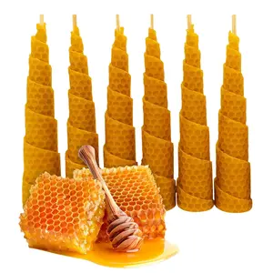 6PCS Yellow Beeswax Christmas Tree Candles, Wax Tower Candle, Festive Holiday Gifts for Christmas, Halloween Decorations, Home Christmas Decor, Holiday Gift Idea. (size: 3.5×10cm )