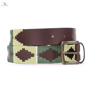Resistance Polo Belt for Men | Hand Stitched Leather Belt With Colorful Embroidery | Gaucho Style Belt 1.5” Wide