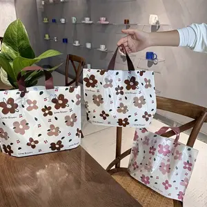 10-Piece Floral Gift Bags Set, Durable Plastic Handle Bags for Fashion Gifts, Ideal for Valentine's Day Shopping Parties, Festival Party Supplies