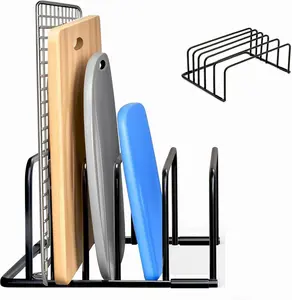 Kitchen Cutting Board Organizer Rack, 5-Slot Storage Holder for Boards, Bakeware, Cookie Sheets (1pc Black)