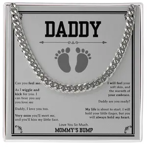 Dad Necklace, Daddy To Be Gift From Bump, Dad To Be Necklace Gift, Expectant Dad Gift, Gift From Unborn Baby To Dad Father’s Day Cuban Link Chain Necklace