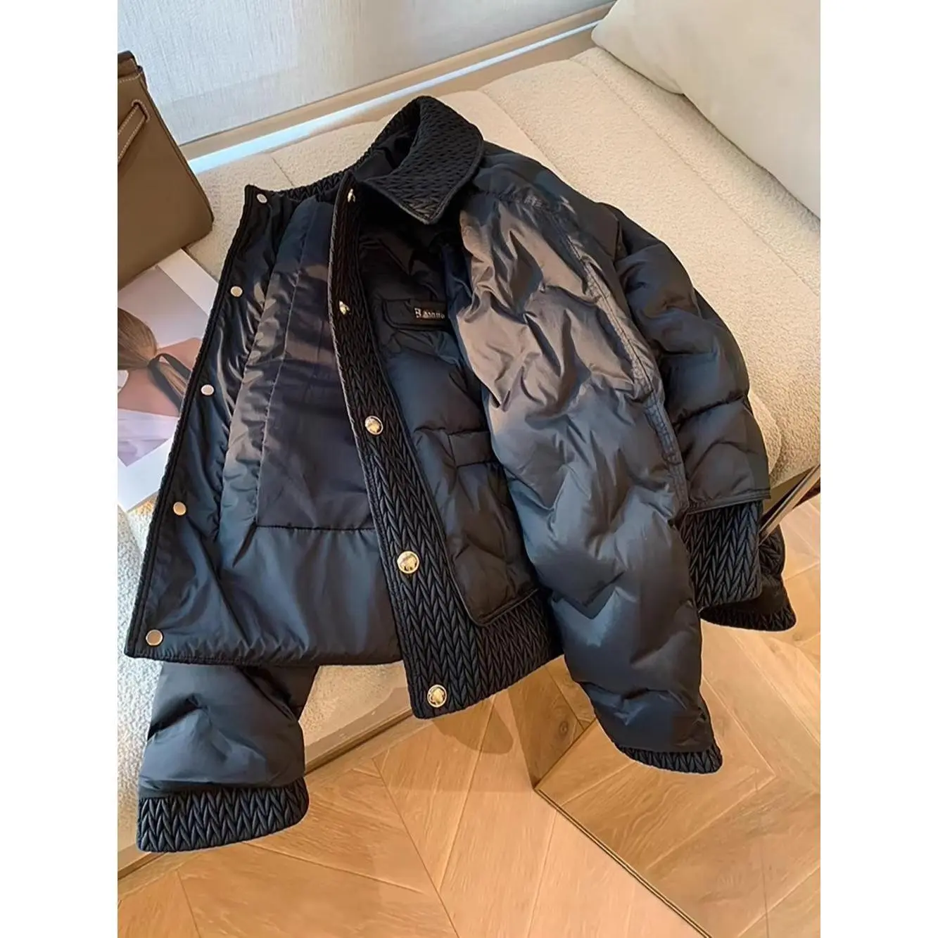 Women Cotton Padded Coats Autumn Winter Lightweight Fashion Turn-down Collar Quilted Jacket Outerwear Female Warm Overcoats