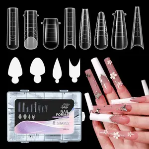 Nail Dual Forms for Poly Gel, 288PCS French Nail Forms, 8 Shapes, 12 Sizes Clear Poly Gel Nail Molds for DIY Nails Extension Kit for Salon-Quality Manicures at Home