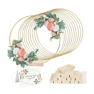 12-Pack 12-Inch Metal Wreath Centerpiece Decorations, Braided Wreaths with Stand, Decorative Greenery, DIY Wedding Decoration, Wall Hanging, Birthday Party, Wedding Centerpieces, Home Decor Ornament