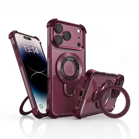 Colnel Luxury Ultra-Thin Aluminum Protective Cover for iPhone 17 Pro Max - Military-Grade Drop Protection, Magnetic Stand, 4-Corner Shockproof Plastic Flip Case, Landscape View Support [Mobile Phone Accessory]