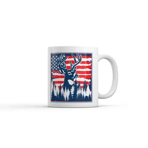 USA Buck Mug Funny Sarcastic Fourth Of July Graphic Novelty Deer Coffee Cup - 11oz Funny Coffee Mugs Ceramic Printed Drinkware Cup