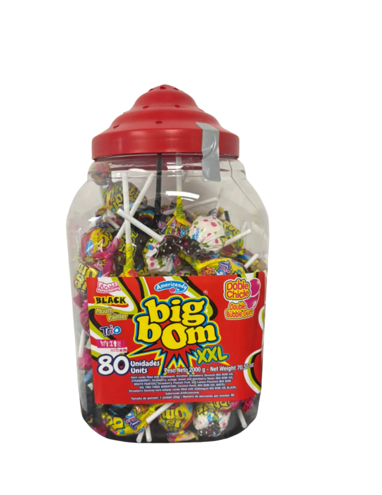 Assorted Jar - Strawberry/ orange / lemon  & Blackberry / coconut /  Passion Fruit Double Bubble Gum Center