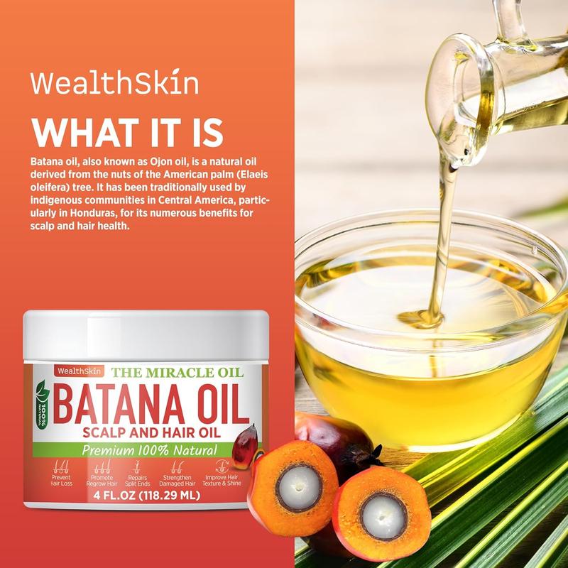 Wealthskin Batana Oil From Honduras Repairs Damaged Hair, Dr. Sebi Reduces Hair Loss, And Nourishes Scalp. 100% Pure, Ideal As Hair Mask Or Scalp Oil