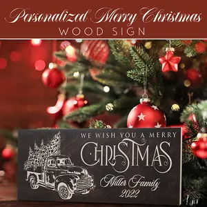 Personalized Christmas Decor Sign with Family Name