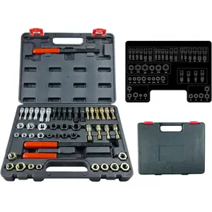 49 count Thread Repair Thread Chaser Tool Set, Metric SAE Bolt Restorer Kit with File, Nut Rethreader for Automotive Wheel Stud Spark Plug Engine
