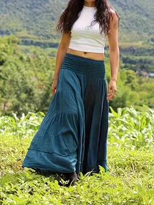 Boho Style Bohemian Midi Skirt, Ethnic Patchwork Design, Perfect for Spring Summer Fall, Versatile Fashion Piece, Trendy Women's Clothing, Womenswear