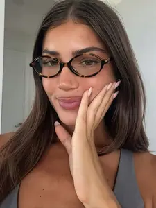 Women's Designer Oval Transparent Lens Fashion Glasses, Suitable for Reading, Office, Dating, Party, Stylish and Trendy Eyewear