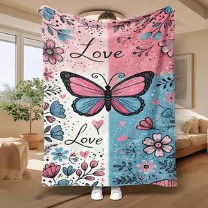 Butterfly Pattern, Soft Comfortable Throw Blanket, Cartoon Pattern Blanket, Cool Bedroom Bedding Blankets, Warm Napping Blanket for Home Office Travel Camping