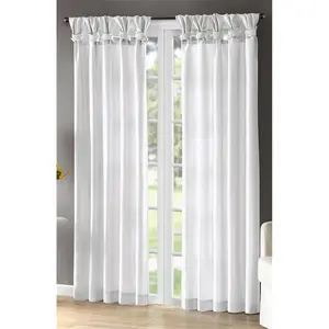 Madison Park  Polyester Twisted Tab Lined Window Panel, White