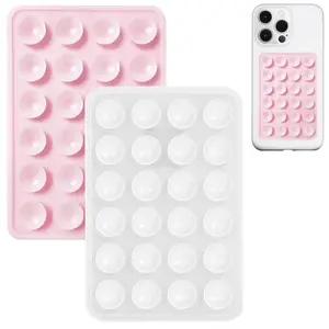 2 Pack Silicone Suction Phone Case Mount, Non Slip Sticky Phone Grip for Cellphone, Silicon Adhesive Suction Cup Phone Mount, Strong Grip Holder for Selfies & Videos (LightPink&Translucent)