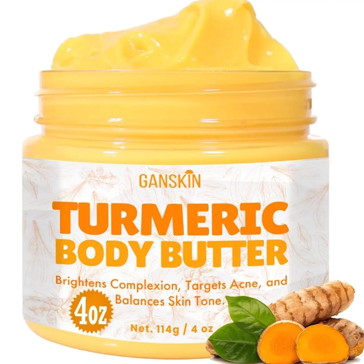 Turmeric Face Cream – All Natural Skin Brightening Lotion – Turmeric Whipped Body Butter for Dark Spots, Hyperpigmentation – Skincare Cleanses, Fights Acne, Evens Tone, Scars, Sun Damage