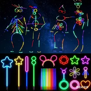 Party Fun Glow Stick Set, High Brightness Glow Sticks, Multicolor Customizable Shapes, 500 Party Activities, 158 Pieces