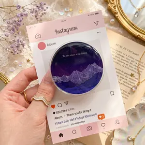 Celestial Phone Grip Stand, Purple Mountain Night Sky Phone Holder, Aesthetic Accessories