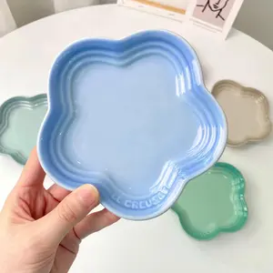 Plum Blossom Small Plate 14cm Sauce Plates French Cool Color Cake Dish Gradual Spit Bone Dishs Tableware Ceramic Dessert Tray