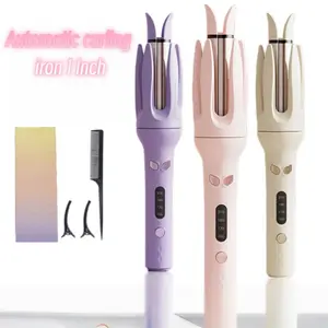 Automatic Rotating Curling Iron Wave Curly for Women Hair Style 1Inch 110-240V 25W 15Settings Sound Reminder Curler