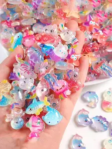 50pcs Cute Cartoon Marine Animal Figurines, Luminous Marine Animal Resin Decorative Accessories, Suitable For Doll House Decoration, Fairy Garden Ornaments, Birthday Party Gifts, Christmas Gifts And DIY Crafts, Interesting Small Accessories