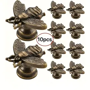 10-Pack Vintage Bee Pull Handles, Polished Zinc Alloy Drawer Knobs, Elegant Bee Design, Durable and Stylish, Easy Installation, Ideal for Home Decor, Kitchen Hardware